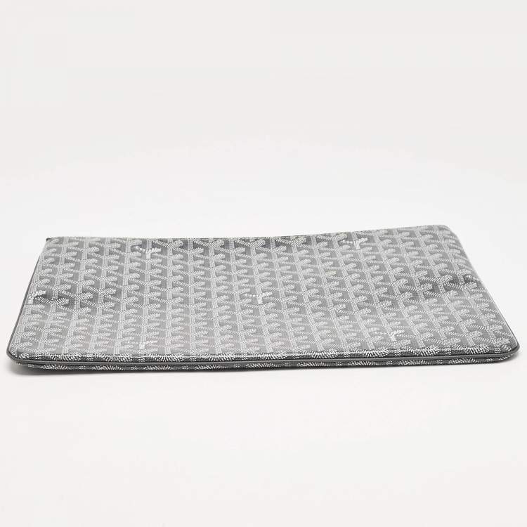 Pre Owned Goyard Grey Goayrdine Coated Canvas and Leather Senat MGM Pouch