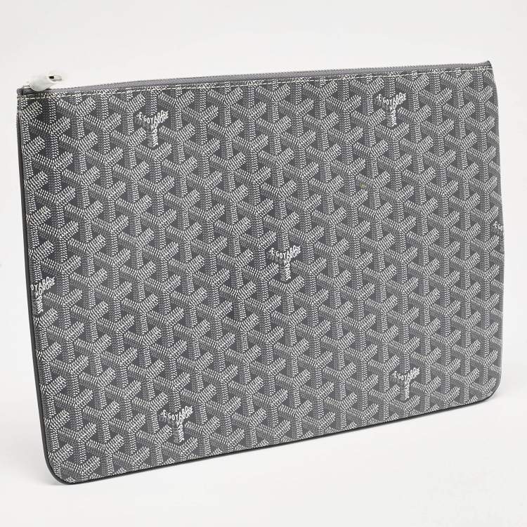 Pre Owned Goyard Grey Goayrdine Coated Canvas and Leather Senat MGM Pouch