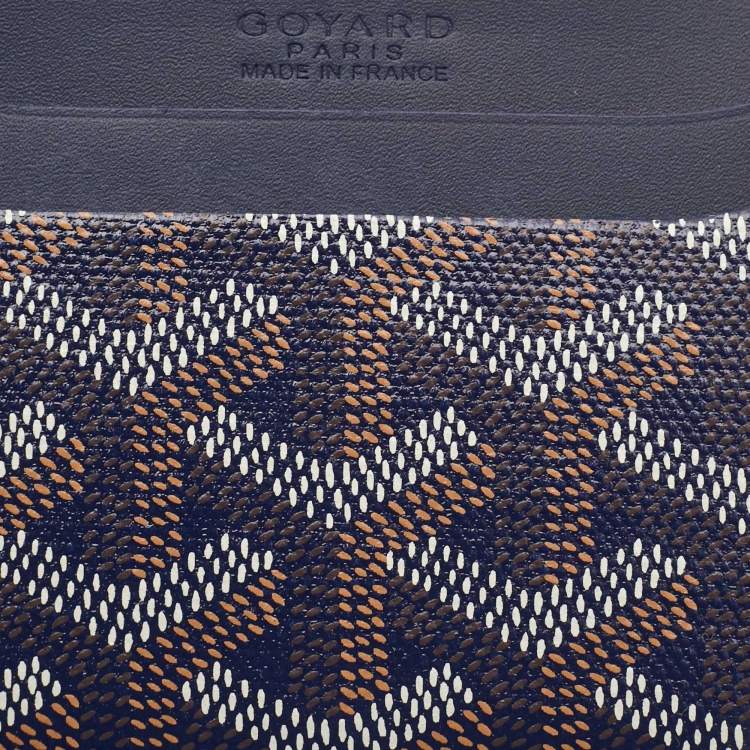 Pre Owned Goyard Navy Blue Goyardine Coated Canvas and Leather Saint Sulpice Card Holder