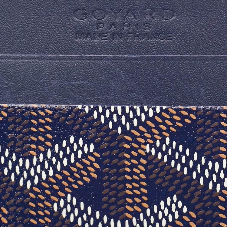 Pre Owned Goyard Navy Blue Goyardine Coated Canvas and Leather Saint Sulpice Card Holder