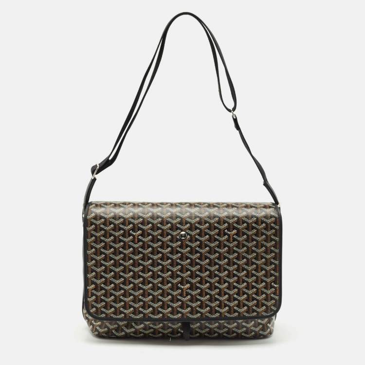 Pre Owned Goyard Black Goyardine Coated Canvas Capetien Messenger MM Bag