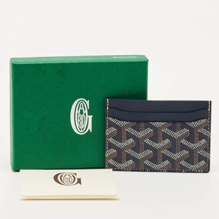 Pre Owned Goyard Navy Blue Goyardine Coated Canvas and Leather Saint Sulpice Card Holder