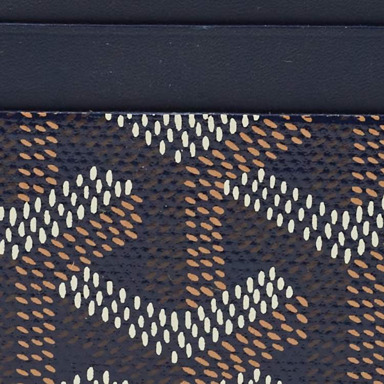 Pre Owned Goyard Navy Blue Goyardine Coated Canvas and Leather Saint Sulpice Card Holder