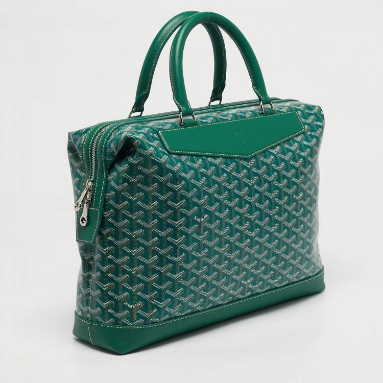 Pre Owned Goyard Cisalpin Green Goyardine Coated Canvas and Leather Document Case