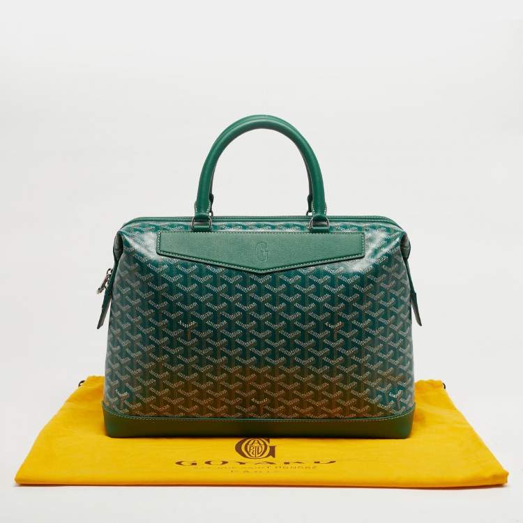 Pre Owned Goyard Cisalpin Green Goyardine Coated Canvas and Leather Document Case