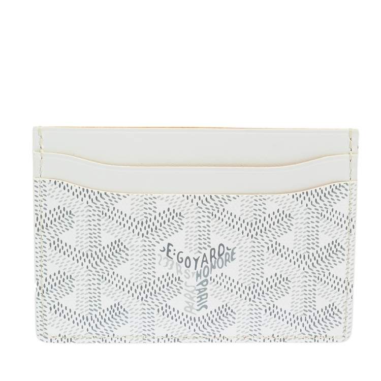 Pre Owned Goyard White Goyardine Coated Canvas Saint Sulpice Card Holder