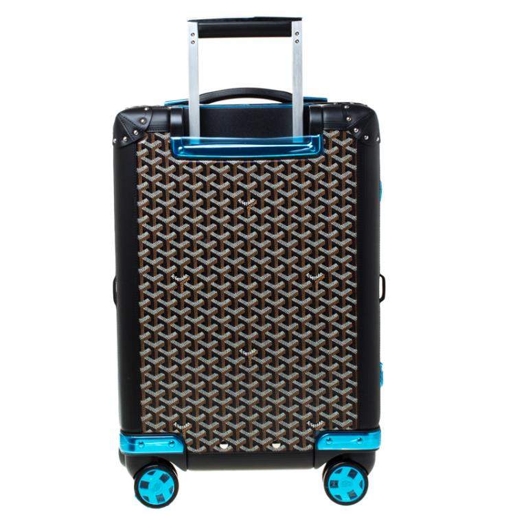Pre Owned Goyard Black Goyardine Canvas and Leather Bourget PM Trolley