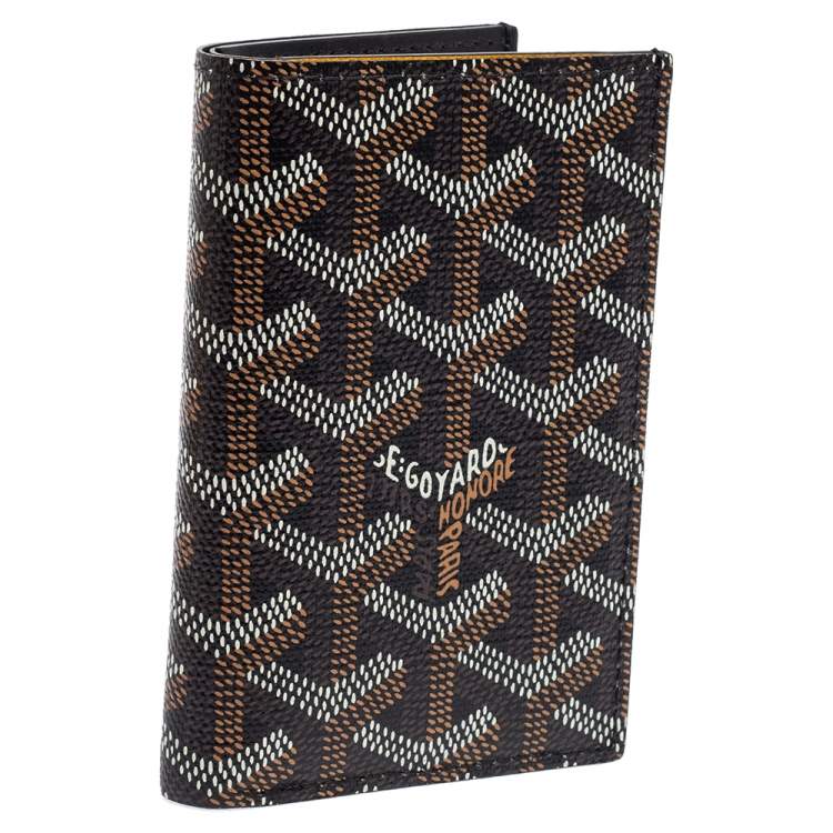 Pre Owned Goyard Black Goyardine Coated Canvas And Leather St. Marc Bifold Card Holder