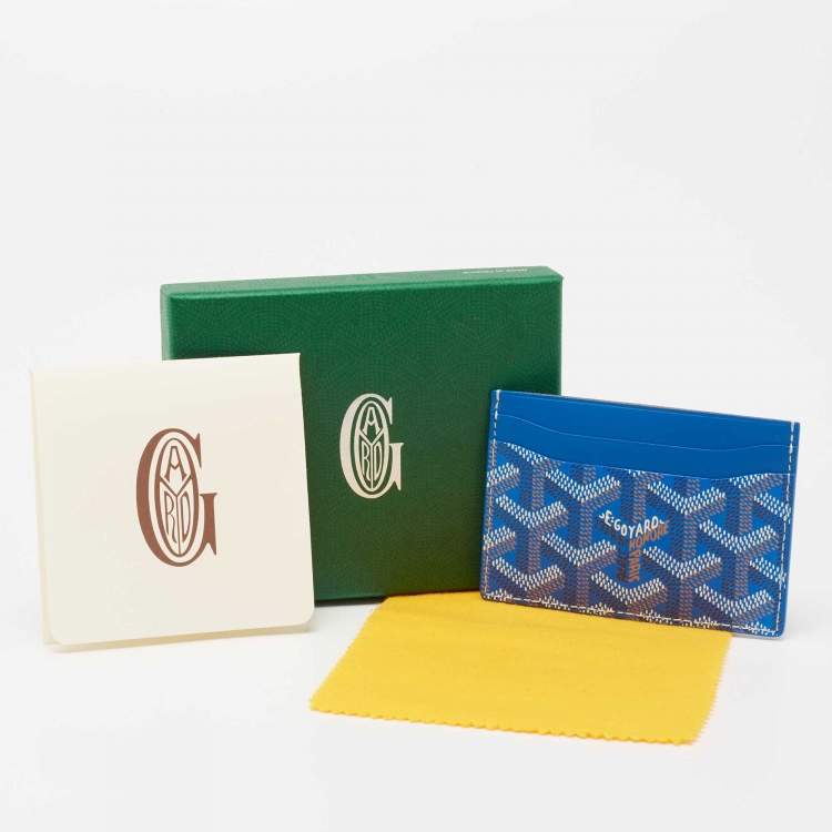 Pre Owned Goyard Blue Goyardine Coated Canvas and Leather Saint Sulpice Card Holder