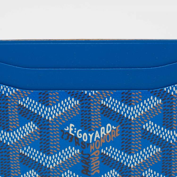 Pre Owned Goyard Blue Goyardine Coated Canvas and Leather Saint Sulpice Card Holder