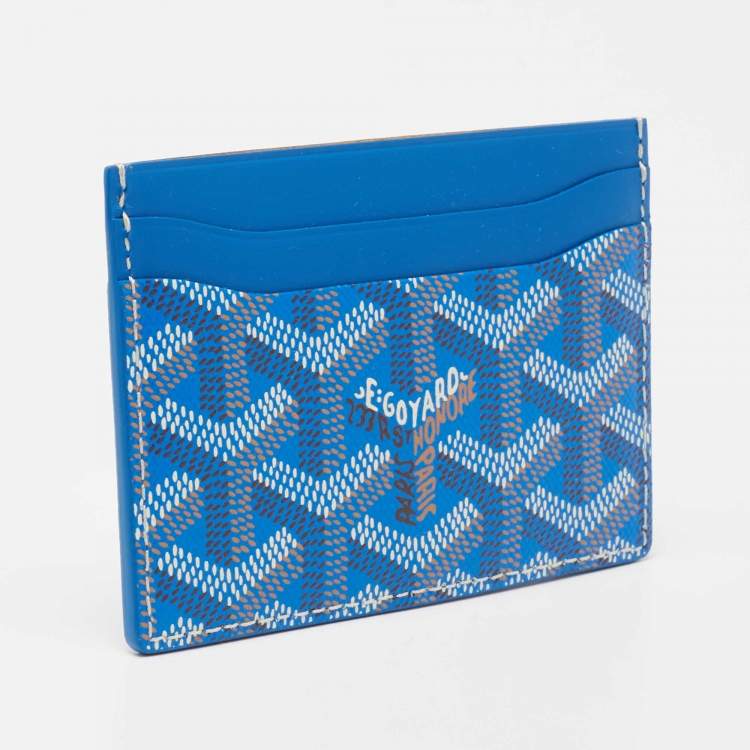 Pre Owned Goyard Blue Goyardine Coated Canvas and Leather Saint Sulpice Card Holder