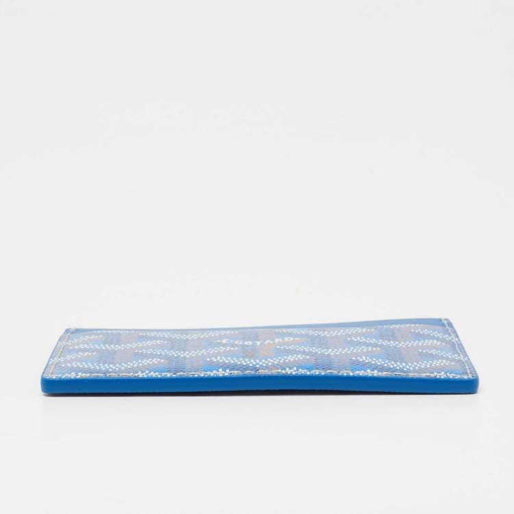 Pre Owned Goyard Blue Goyardine Coated Canvas and Leather Saint Sulpice Card Holder