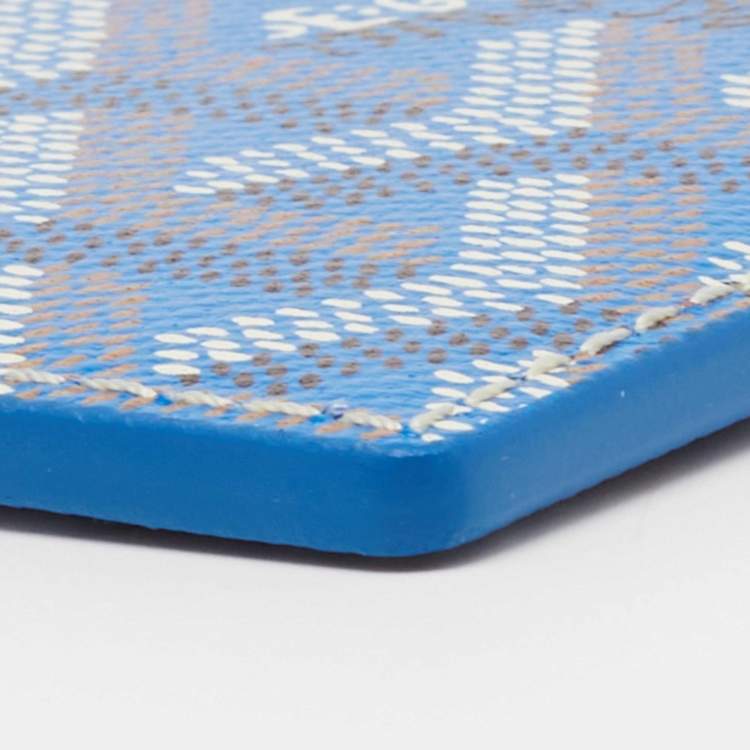 Pre Owned Goyard Blue Goyardine Coated Canvas and Leather Saint Sulpice Card Holder
