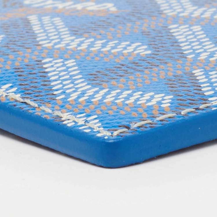Pre Owned Goyard Blue Goyardine Coated Canvas and Leather Saint Sulpice Card Holder
