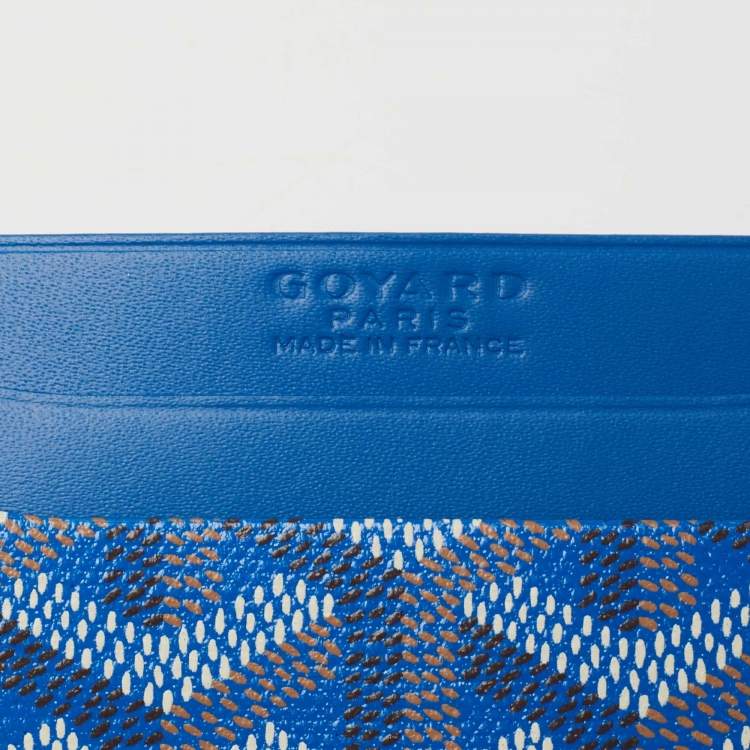 Pre Owned Goyard Blue Goyardine Coated Canvas and Leather Saint Sulpice Card Holder