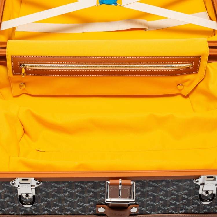 Pre Owned Goyard Brown Goyardine Canvas and Leather Bourget PM Trolley