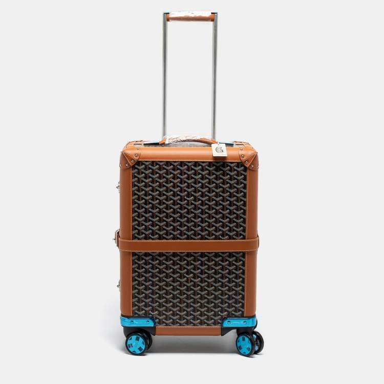 Pre Owned Goyard Brown Goyardine Canvas and Leather Bourget PM Trolley