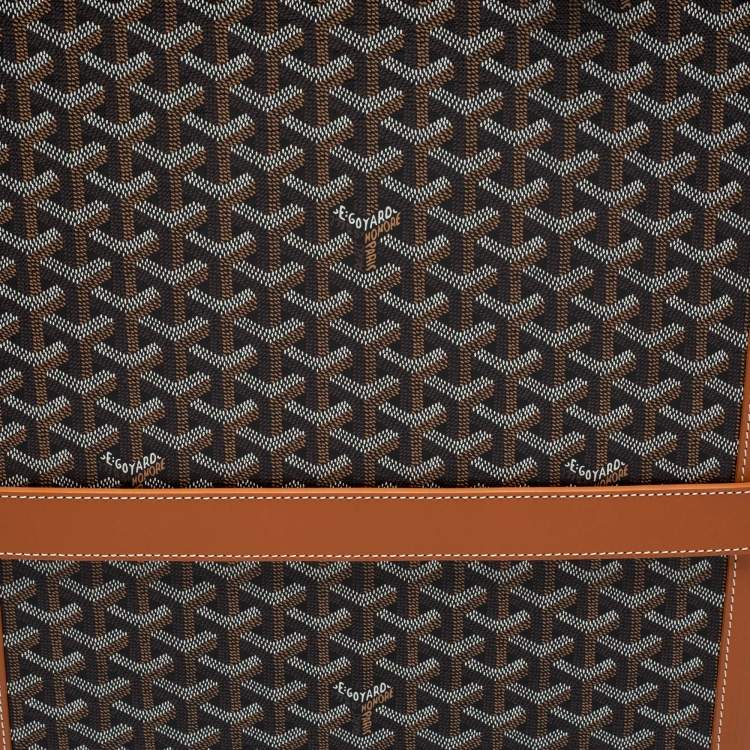 Pre Owned Goyard Brown Goyardine Canvas and Leather Bourget PM Trolley