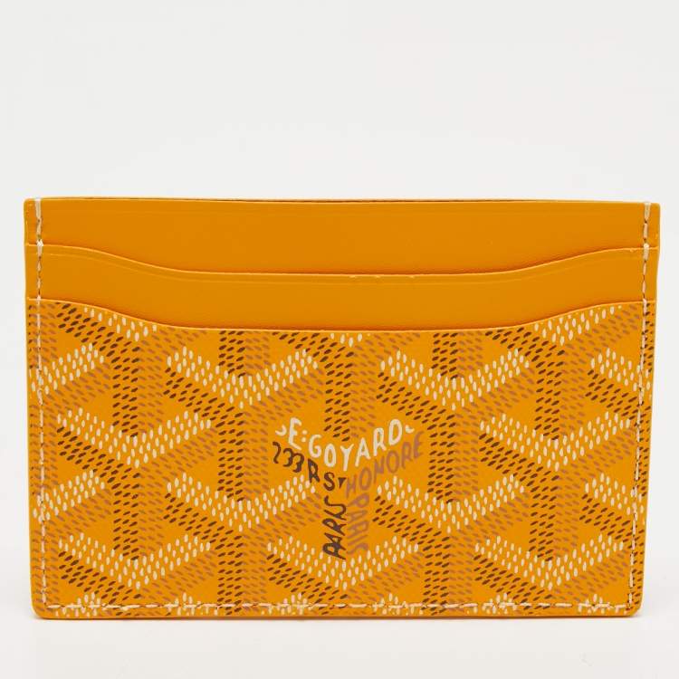 Pre Owned Goyard Yellow Goyardine Coated Canvas and Leather Saint Sulpice Card Holder