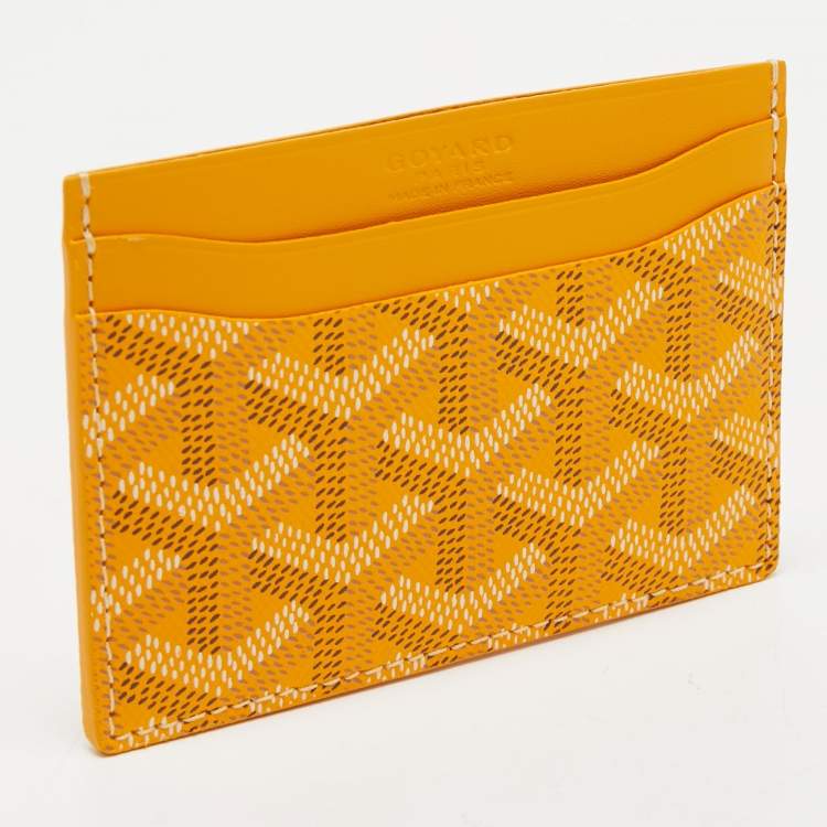 Pre Owned Goyard Yellow Goyardine Coated Canvas and Leather Saint Sulpice Card Holder