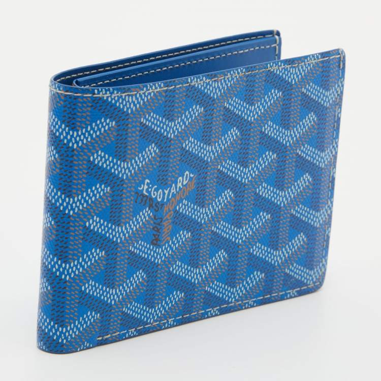 Pre Owned Goyard Blue Coated Canvas Victoire Bi-Fold Wallet