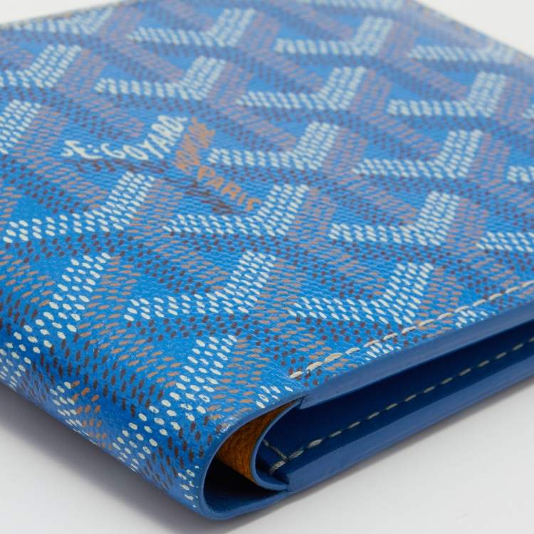 Pre Owned Goyard Blue Coated Canvas Victoire Bi-Fold Wallet