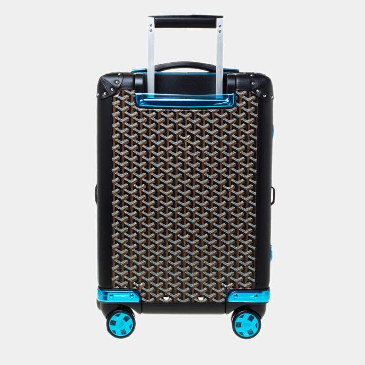 Pre Owned Goyard Black Goyardine Canvas and Leather Bourget PM Trolley