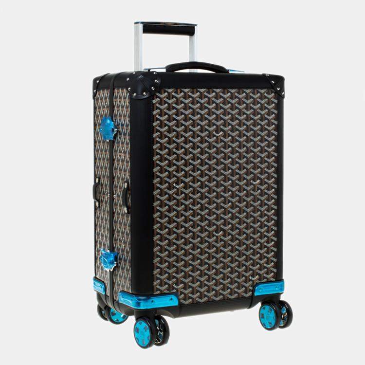 Pre Owned Goyard Black Goyardine Canvas and Leather Bourget PM Trolley