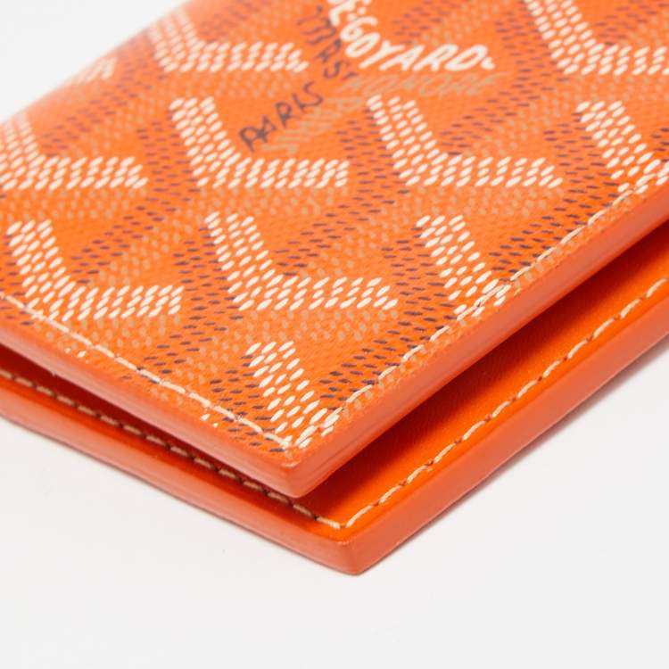 Pre Owned Goyard Orange Goyardine Coated Canvas Saint Pierre Card Holder