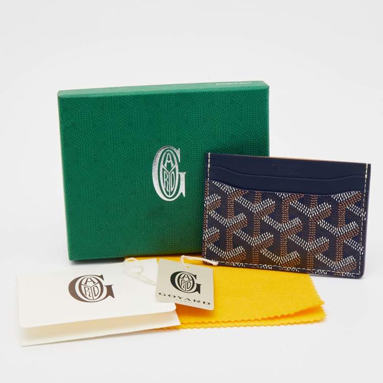 Pre Owned Goyard Navy Blue Goyardine Coated Canvas and Leather Saint Sulpice Card Holder