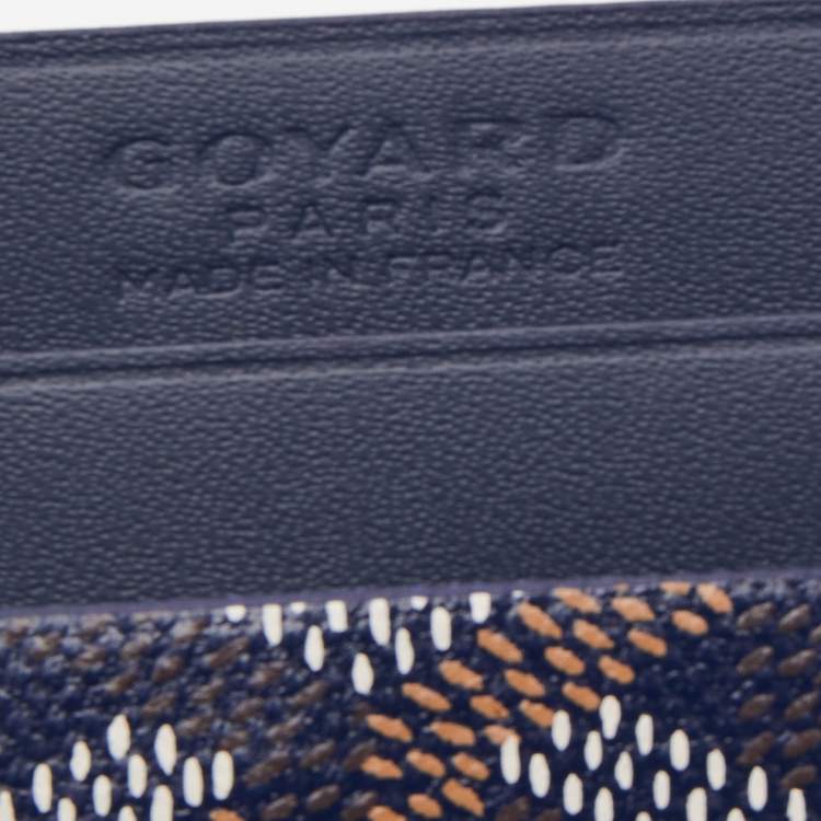 Pre Owned Goyard Navy Blue Goyardine Coated Canvas and Leather Saint Sulpice Card Holder