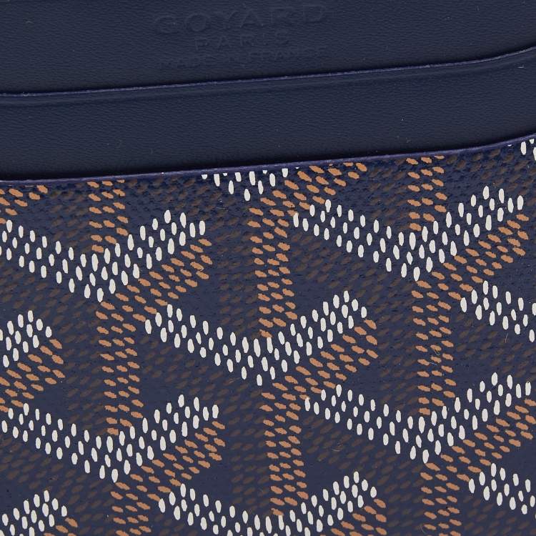 Pre Owned Goyard Navy Blue Goyardine Coated Canvas and Leather Saint Sulpice Card Holder
