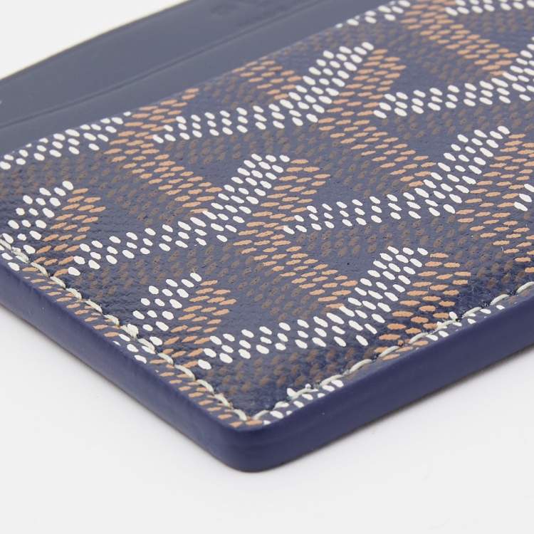 Pre Owned Goyard Navy Blue Goyardine Coated Canvas and Leather Saint Sulpice Card Holder