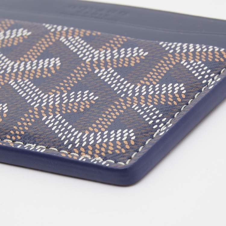 Pre Owned Goyard Navy Blue Goyardine Coated Canvas and Leather Saint Sulpice Card Holder
