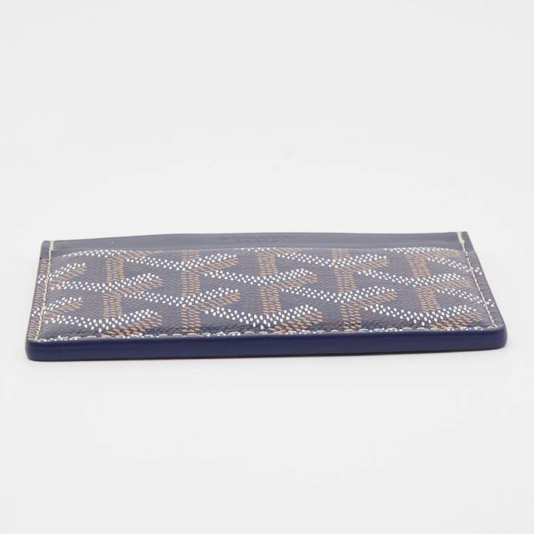 Pre Owned Goyard Navy Blue Goyardine Coated Canvas and Leather Saint Sulpice Card Holder
