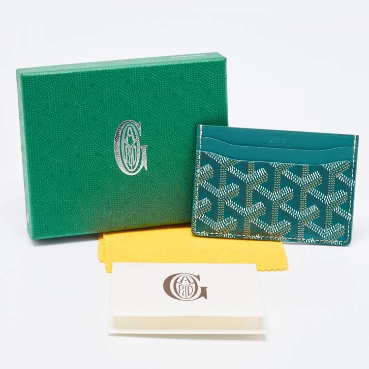 Pre Owned Goyard Green Goyardine Coated Canvas and Leather Saint Sulpice Card Holder