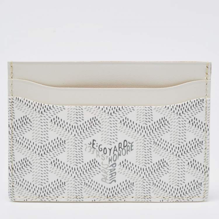 Pre Owned Goyard White Goyardine Coated Canvas and Leather Saint Sulpice Card Holder