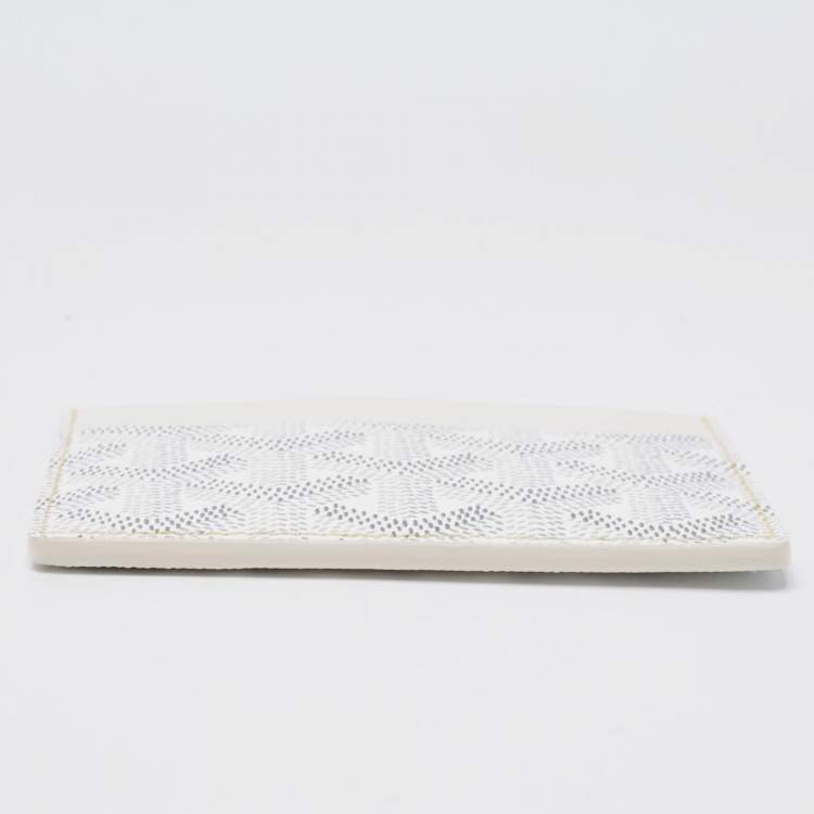 Pre Owned Goyard White Goyardine Coated Canvas and Leather Saint Sulpice Card Holder