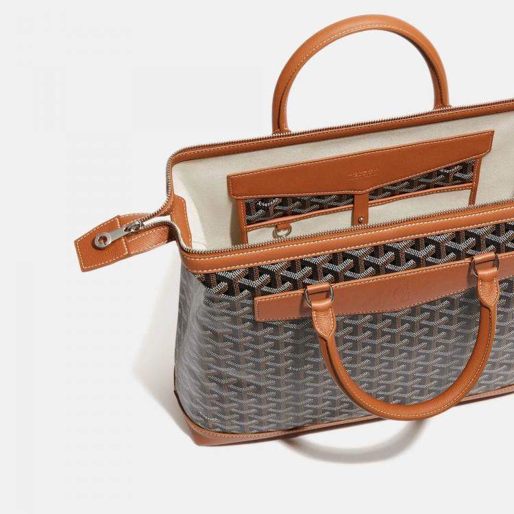 Pre Owned Goyard Black & Tan Leather and Signature Canvas Cisaplin Document Case