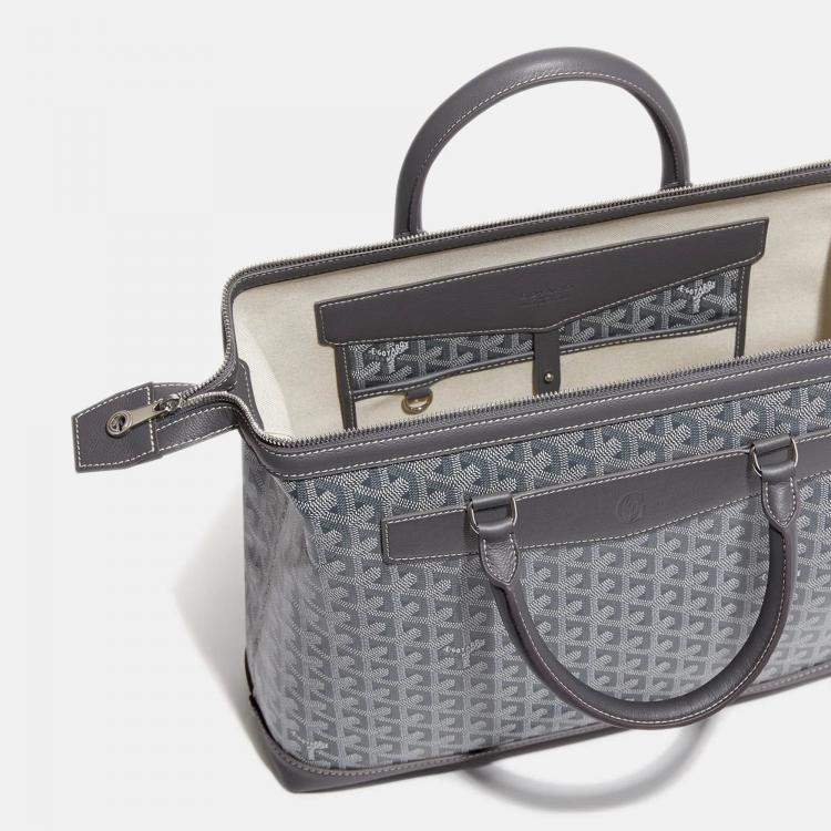 Pre Owned Goyard Grey Leather and Signature Canvas Cisaplin Document Case