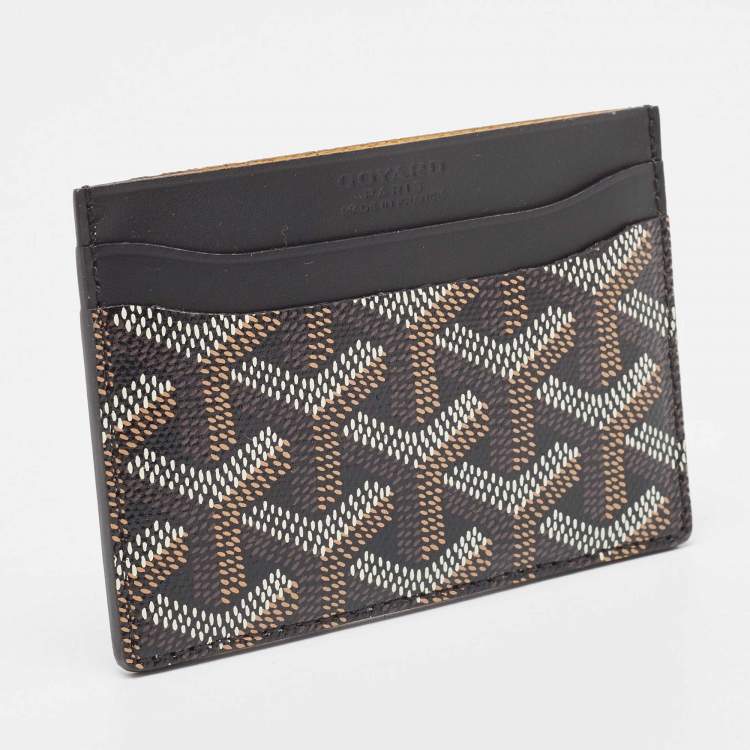 Pre Owned Goyard Black Goyardine Coated Canvas and Leather Saint Sulpice Card Holder