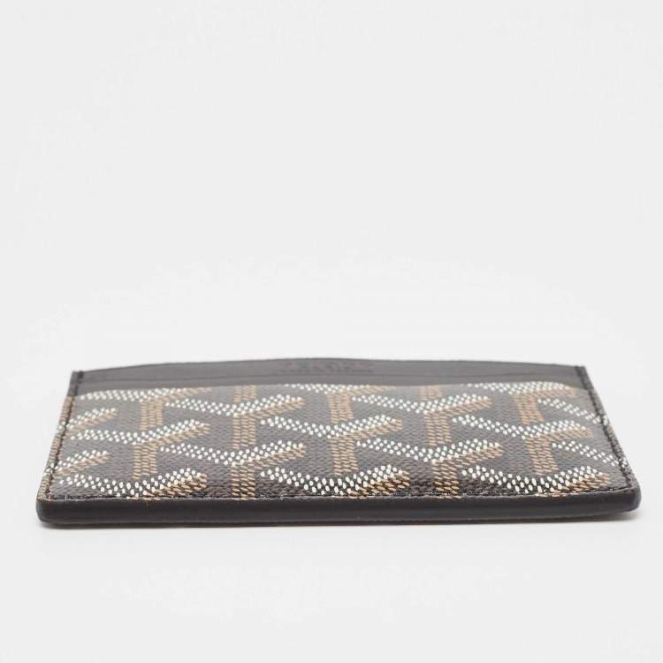 Pre Owned Goyard Black Goyardine Coated Canvas and Leather Saint Sulpice Card Holder