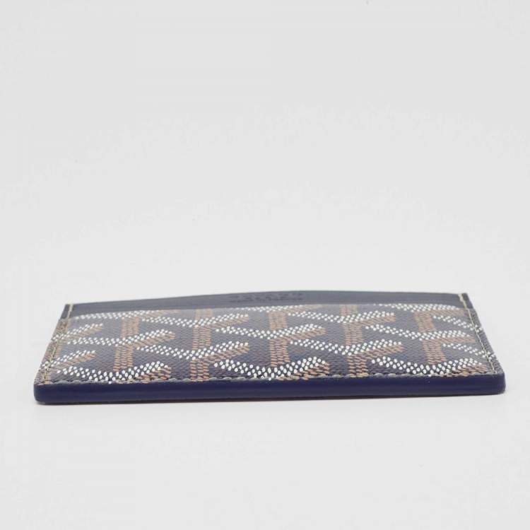 Pre Owned Goyard Navy Blue Goyardine Coated Canvas and Leather Saint Sulpice Card Holder