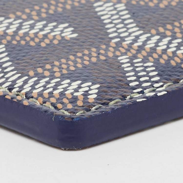 Pre Owned Goyard Navy Blue Goyardine Coated Canvas and Leather Saint Sulpice Card Holder