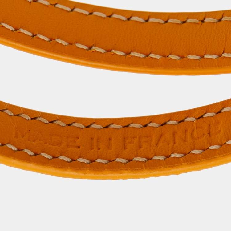 Pre Owned Goyard Edmond Leather Silver Tone Bracelet