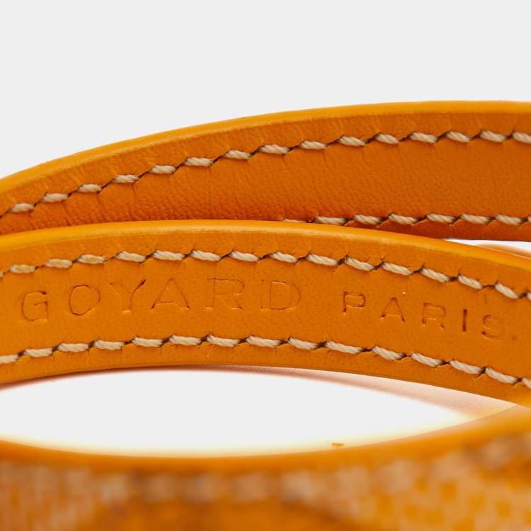Pre Owned Goyard Edmond Leather Silver Tone Bracelet