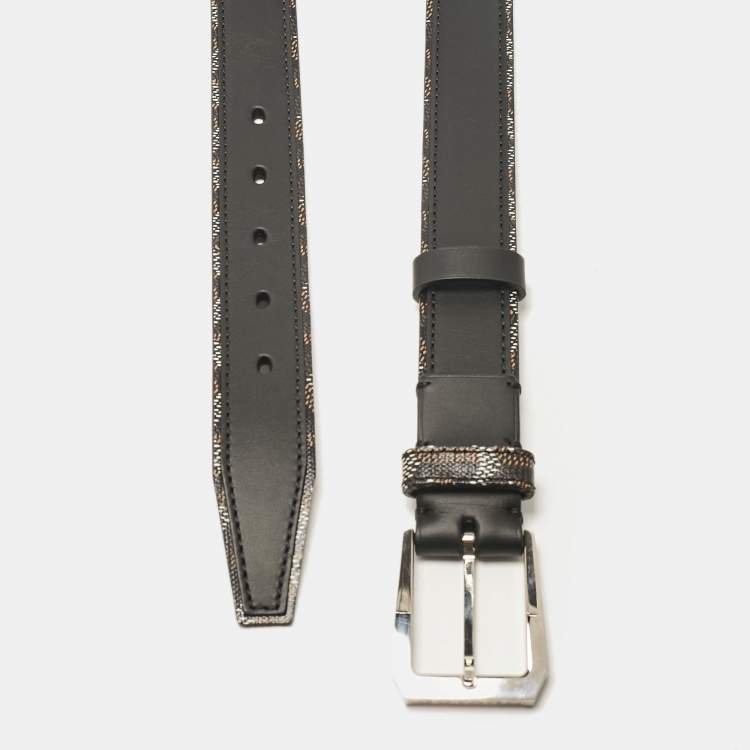 Pre Owned Goyard Black Goyardine Coated Canvas and Leather Buckle Belt 95 CM