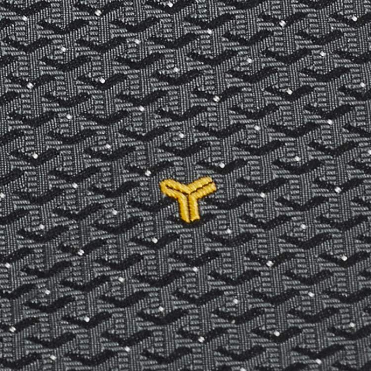 Pre Owned Goyard Grey Patterned Silk Skinny Tie 