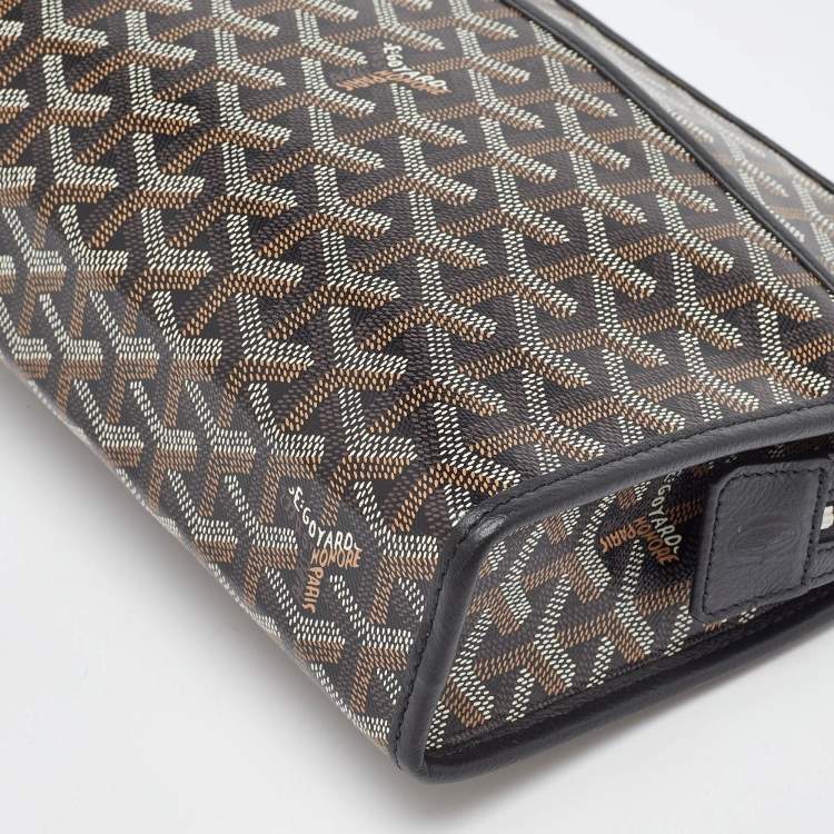 Pre Owned Goyard Black Goyardine Coated Canvas Jouvence MM Toiletry Bag