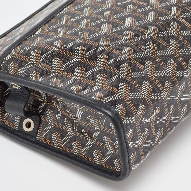 Pre Owned Goyard Black Goyardine Coated Canvas Jouvence MM Toiletry Bag